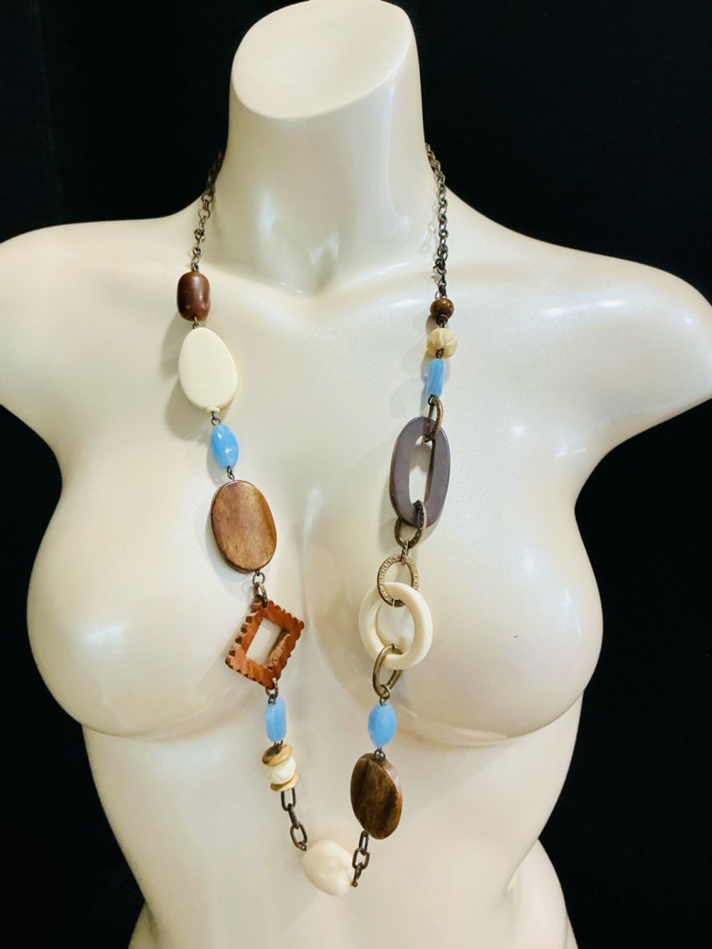 Multi-Strand Beaded Glass Wood Statement Necklaceโs Multi Colored Southwestern